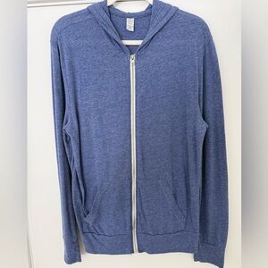 Alternative Apparel Eco-Jersey Men's Eco Pacific Blue Zip-Up Hoodie Medium M